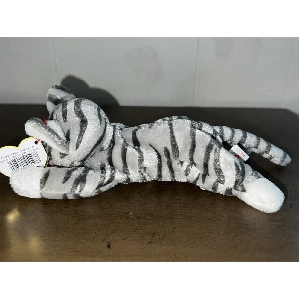 Ty Beanie Baby - PRANCE the Grey Tabby Cat (8 Inch)‎ MWMTs Stuffed Animal Toy